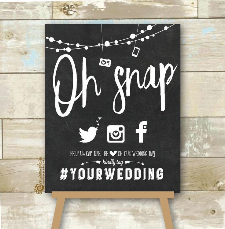 Personalized Oh Snap Social Media Wedding Sign - Chalkboard Hashtag Wedding Sign - Hashtag Wedding Sign DIY Printable JPEG 8X10" by CherryImprintDesign on Etsy https://www.etsy.com/listing/398537957/personalized-oh-snap-social-media