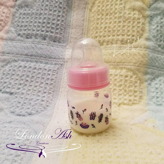 Two Sealed 2oz Reborn Baby Formula /& Apple Juice Bottles w//NO HOLE NIPPLES!