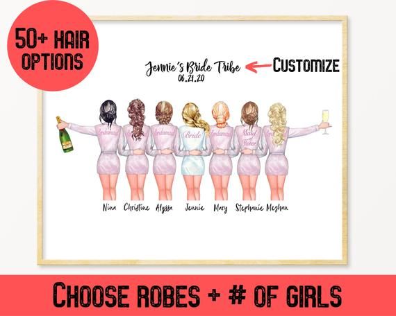 Bride And Bridesmaids Print Wedding Gifts Bride Tribe