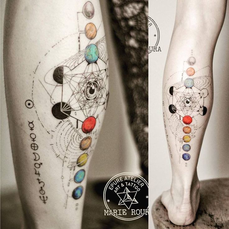 Das Auge des Göttlichen für Julie #planet #planettattoo #marieroura #finelinetattoo # ...
