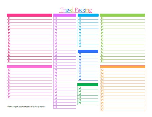 blank packing list