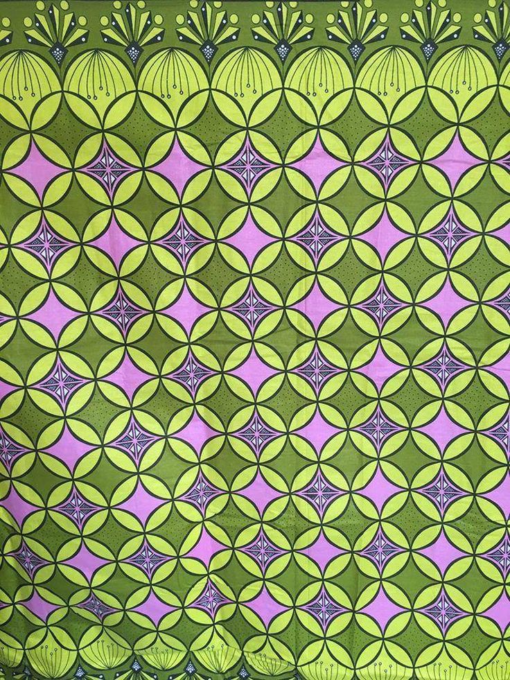 tissu wax coton kente 116 de largeur motifs géométriques.