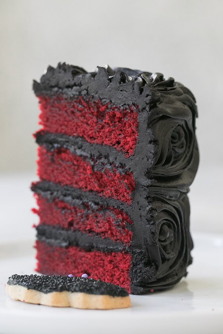 Red Velvet Cake with black icing... GREAT for Halloween!