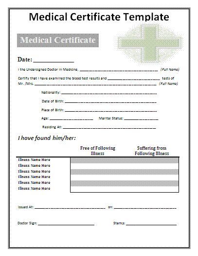 medical certificate samples 24 free printable word doctors note template free