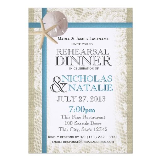 Beach Wedding Rehearsal Dinner Custom Announcement Beach Wedding Rehearsal Dinner Custom Announcement