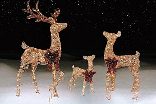 42 Inch Gold Doe 48 Buck Baby Fawn Lighted Deer