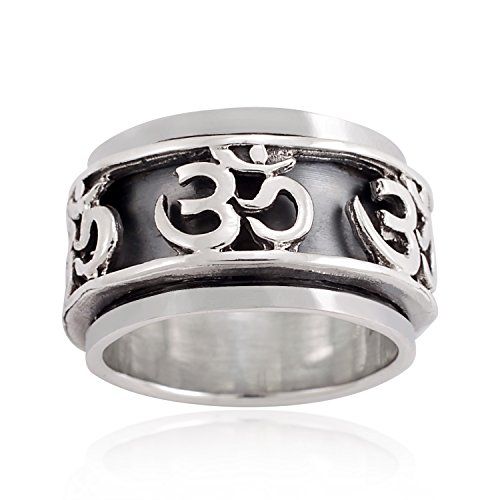 925 Oxidized Sterling Silver Calligraphy Style Yoga Aum Om Ohm Sanskrit Band Ring Unisex Size 8 925 Oxidized Sterling Silver Calligraphy Style Yoga Aum Om Ohm Sanskrit Band Ring Unisex Size 8
