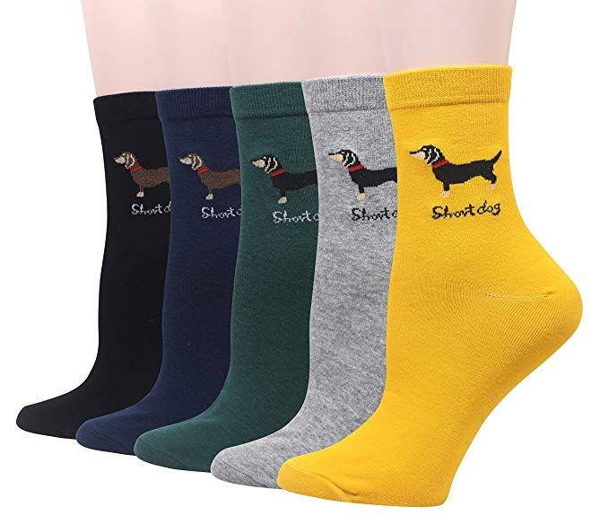 Pomlia Womens Haute Dachshund Socks Dog Socks Casual Crew Socks