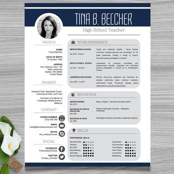 Dark Blue and Gray Resume Template | Teacher CV Template + Cover and Reference Letters for MS Power Point Need help with GOOGLE SLIDES? Click HERE to check out how to upload this PPTX file to Google Slides. ► WHAT YOU'LL GET → 2 Page Resume Template - US Letter