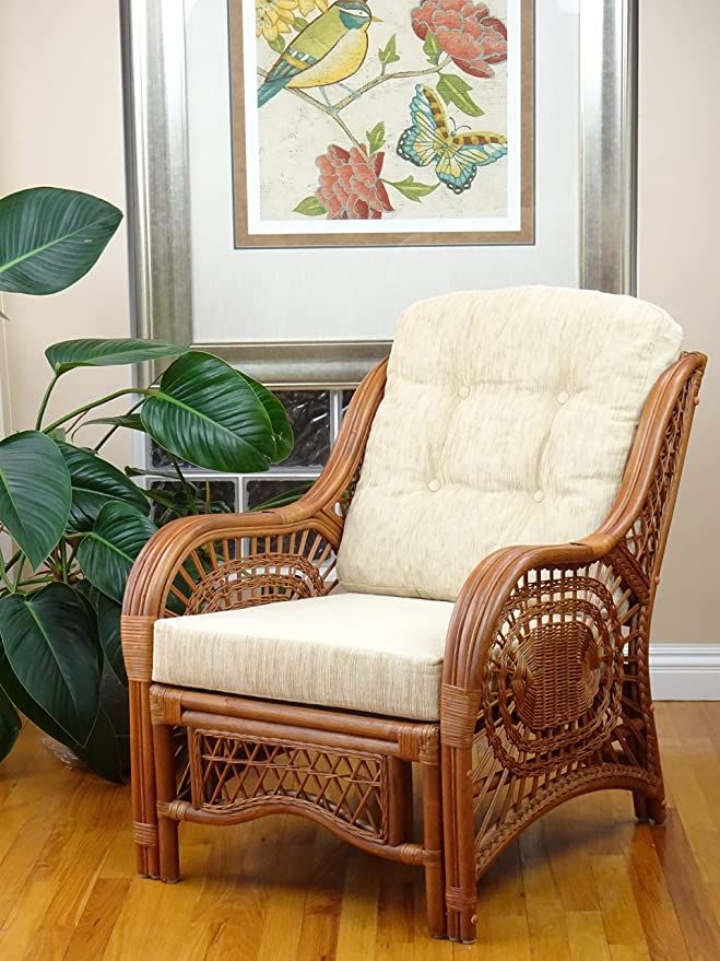 Malibu Lounge Armchair Eco Natural Rattan Wicker Handmade Design With Cream Cushion Colonial Wicker Lounge Chair Lounge Armchair Wicker Armchair