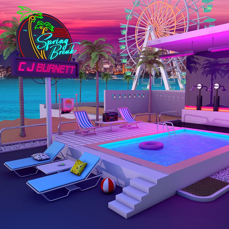 synthwave cjburnett " SPRING BREAK " | Retro waves, Futuristic house