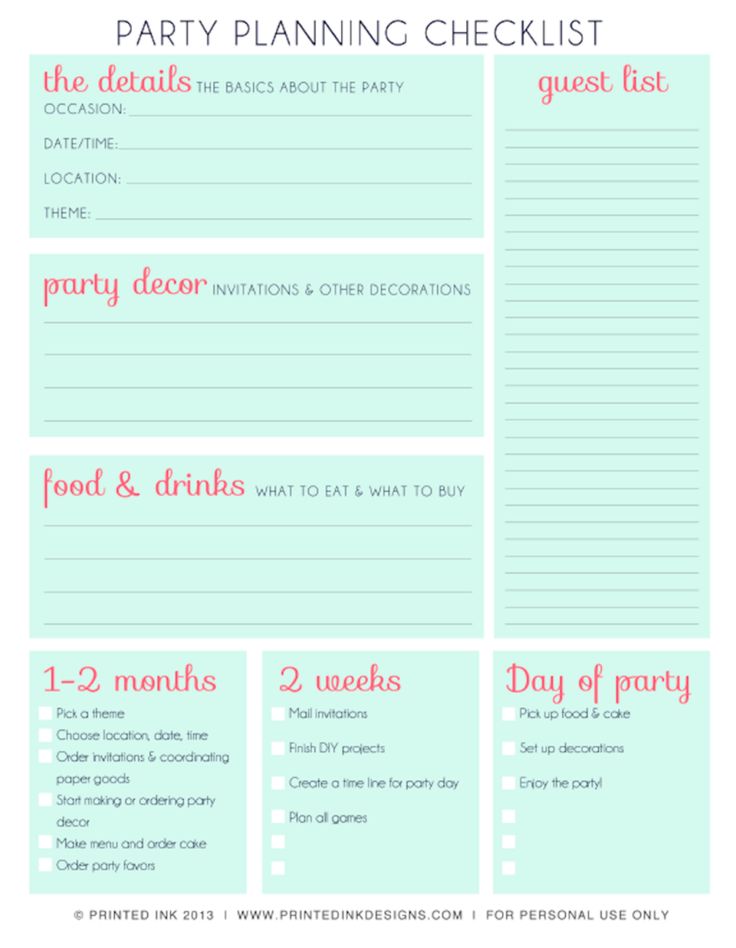 simple party planning checklist printable from printed ink party planner baby shower