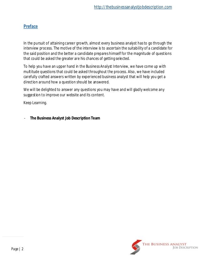 Business analyst interview questions and answers Business - business analyst job description Business analyst interview questions and answers Business - business analyst job description