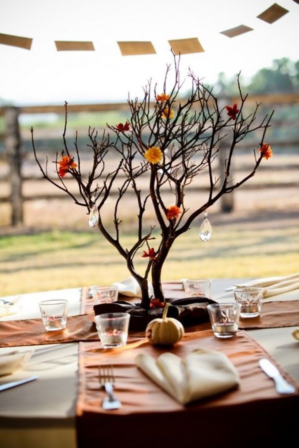 20 Centerpiece Ideas For Fall Weddings Tree Branch Centerpieces 20 Centerpiece Ideas For Fall Weddings, Tree Branch Table Decor