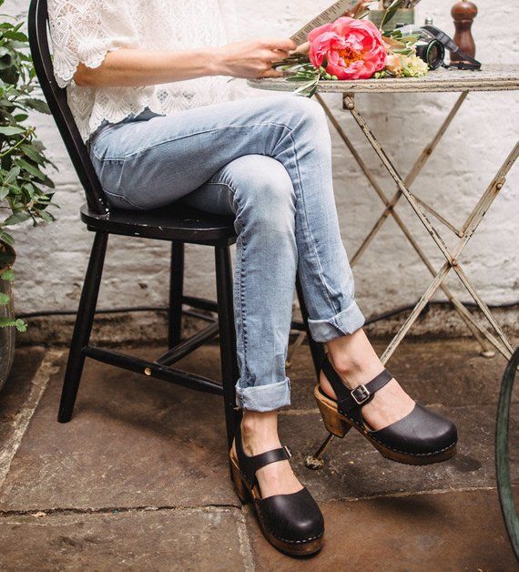Swedish Clogs Highwood Leopard Brown Base Sole Leather by Lotta from Stockholm Wooden Clogs Summer Sandals High Heel Shoes