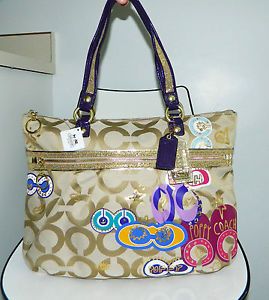 New Coach Poppy Pop C Lique 15307 Gold Op Art Signature Glam Bag New Coach Poppy Pop C Lique 15307 Gold Op Art Signature Glam Bag Purse Tote Purses Pinterest Bags And