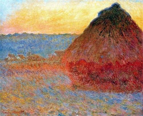 a painting of a hay bail in a field