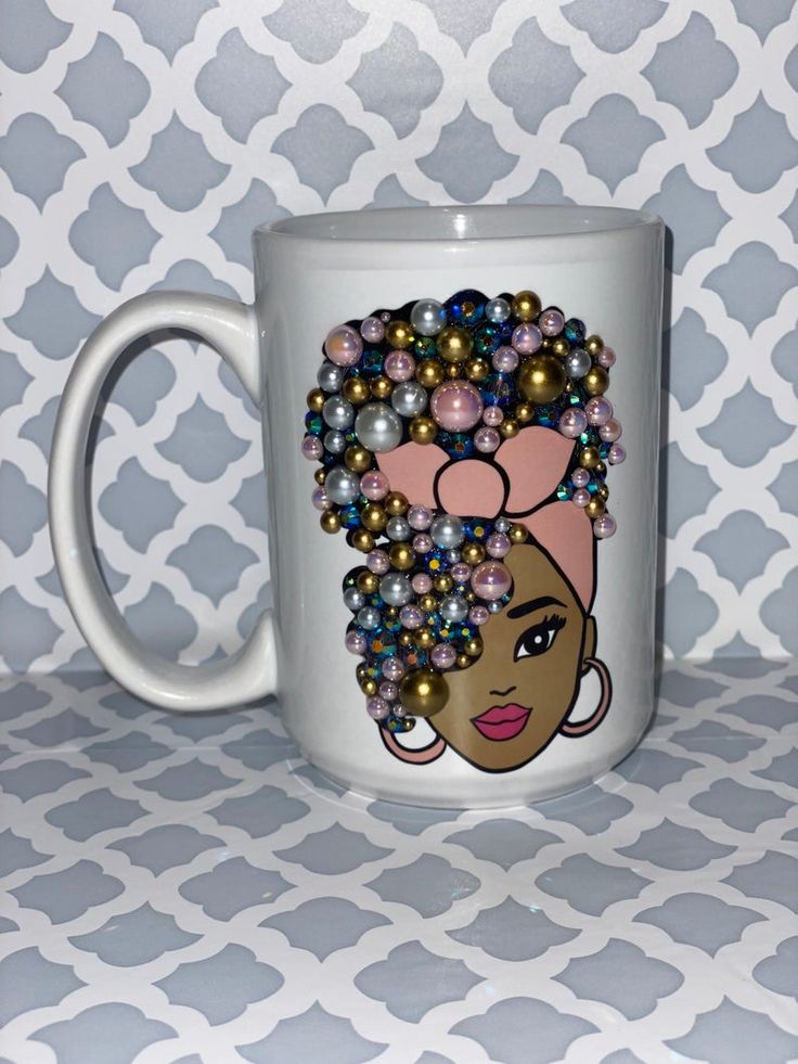 Bling mugs with rhinestones and pearls