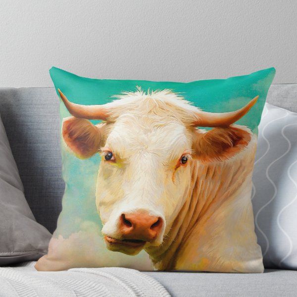 Alfonso The Italian Steer | Throw Alfonso Throw Pillow | Purple throw