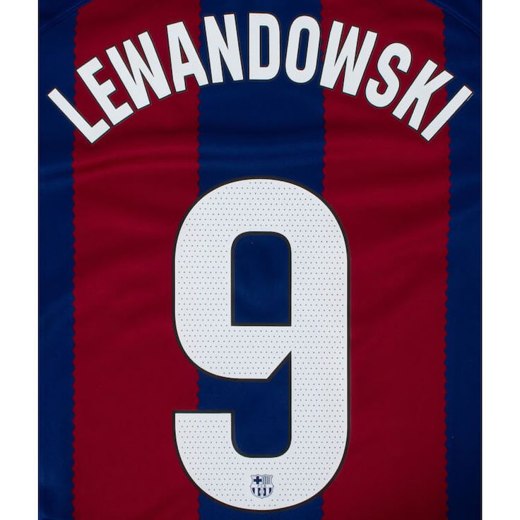 Barcelona 2023/24 Home Lewandowski #9 Youth Jersey Name Set in 2024