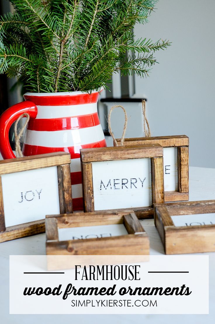DIY Craft: Add some farmhouse style to your Christmas tree with these adorable Wood Framed Christmas Ornaments! They make adorable gifts too! DIY Craft: Add some farmhouse style to your Christmas tree with these adorable Wood Framed Christmas Ornaments! They make adorable gifts too!