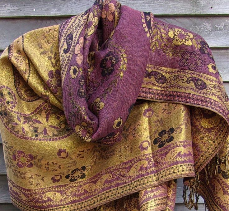 Floral pashmina, Gold shawl, Pashmina