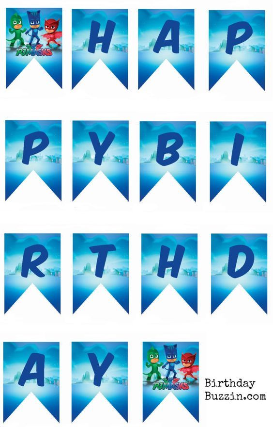free printable pj masks birthday banner prateeg borthday