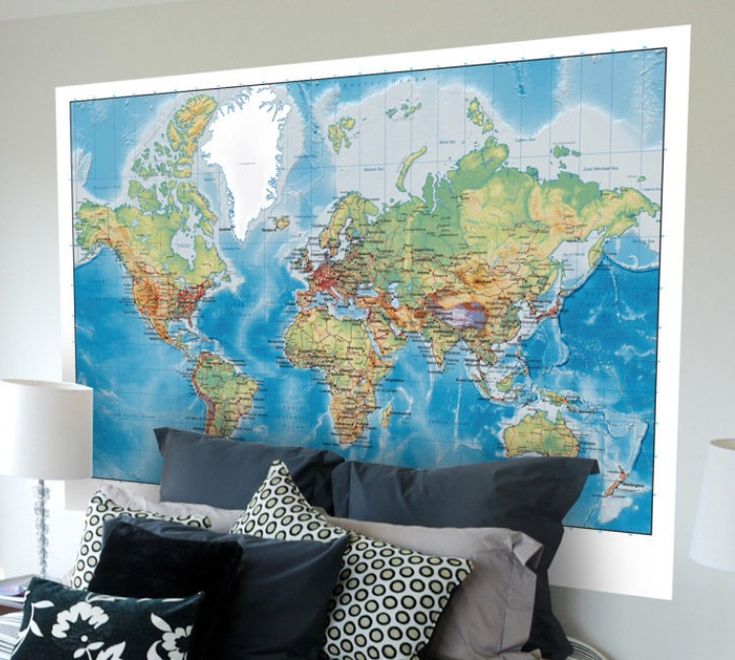 3D Nursery Kids Room Animal World Map Removable Wallpaper