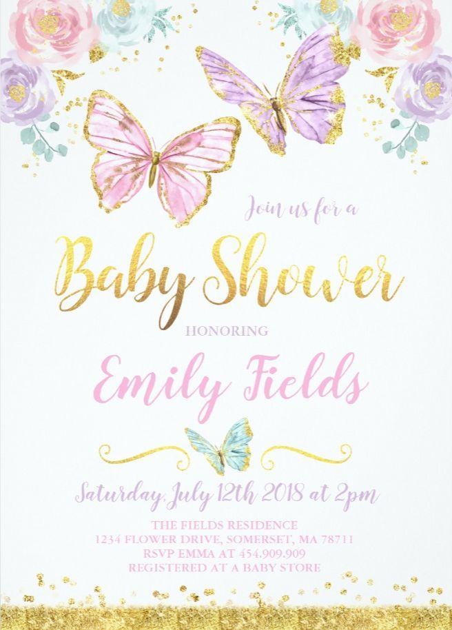Butterfly Baby Shower Invitation Girl Baby Shower in 2020 Butterfly Baby Shower Invitation Girl Baby Shower in 2020