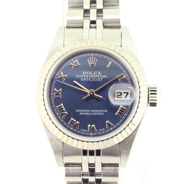 【中古】ROLEX(ロレックス) 79174 P番 デイトジャスト オートマチック K18WG レディス ローマン ネイビー