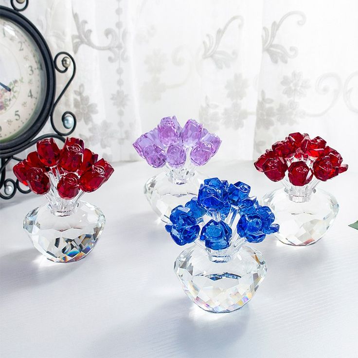 Crystal Rose Flower Figurine Ornament Collectibles for Valentine's Day Decor Gift Purple Crystal Rose Flower Figurine Ornament Collectibles for Valentine's Day Decor Gift Purple