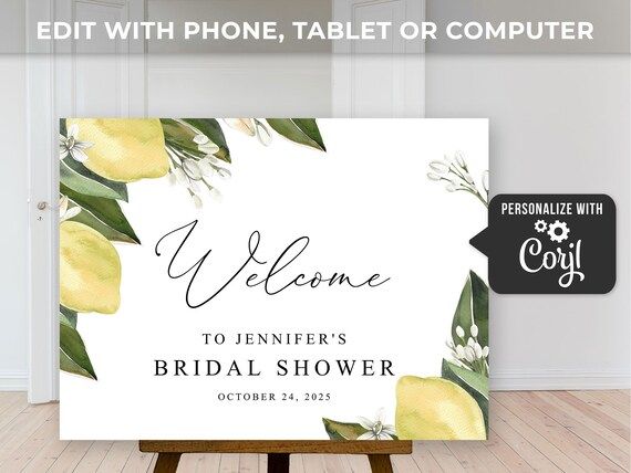 Lemon Bridal Shower Sign Printable Bridal Shower Decorations Welcome Bridal Shower Banner Lemon Bridal Shower Sign Printable Bridal Shower Decorations Welcome Bridal Shower Banner