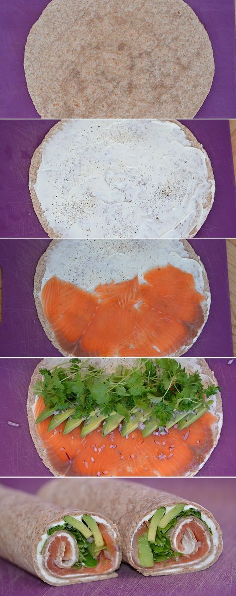 Wunderschöne und unglaublich leichte Wraps mit geräuchertem Lachs, cremiger Avocado und lieblichen Gewürzen ...