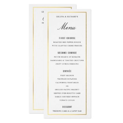 #Gold Border Elegant Wedding Dinner Menu and Drinks Card - #weddinginvitations #wedding #invitations #party #card #cards #invitation #elegant