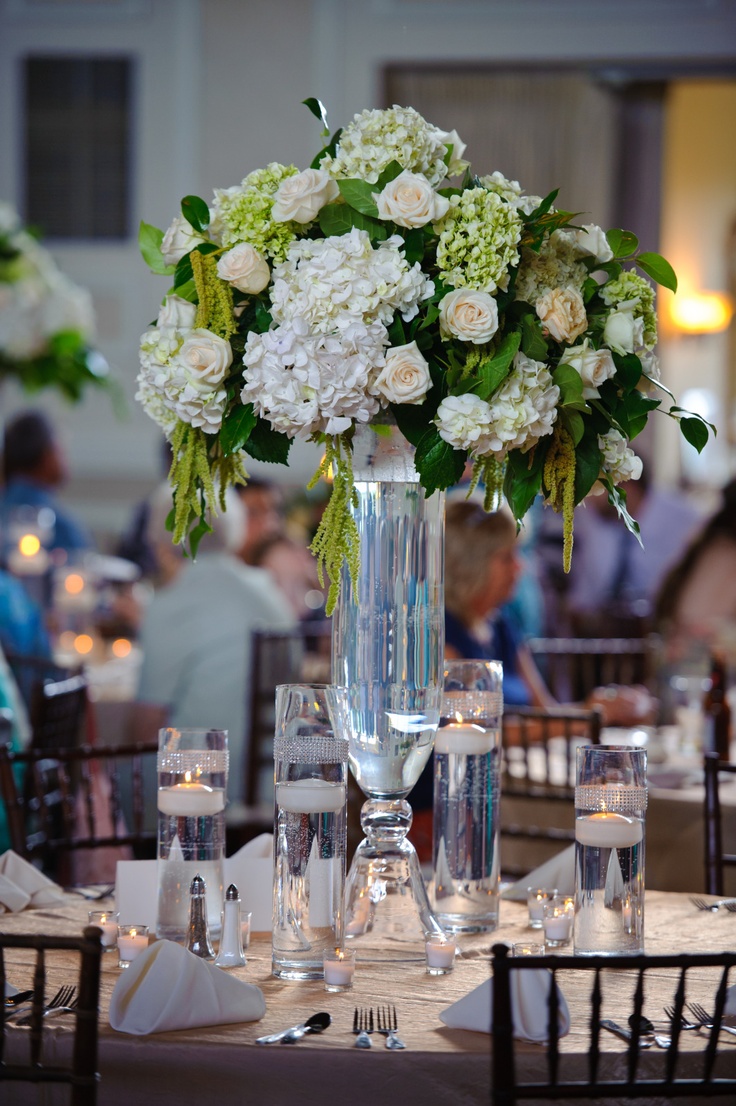 White Hydrangea And Greenery Centerpiece : Best tall centerpieces images on pinterest flower