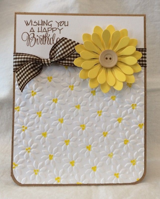 Nice Card Making Ideas With Die Cuts Part - 14: Handmade Card: Happy Daisy Birthday By EmileeAnn . Layered Die Cut Daisy With A Button Center . Luv How She Dotted Each Of The Centers Of All The Little ...