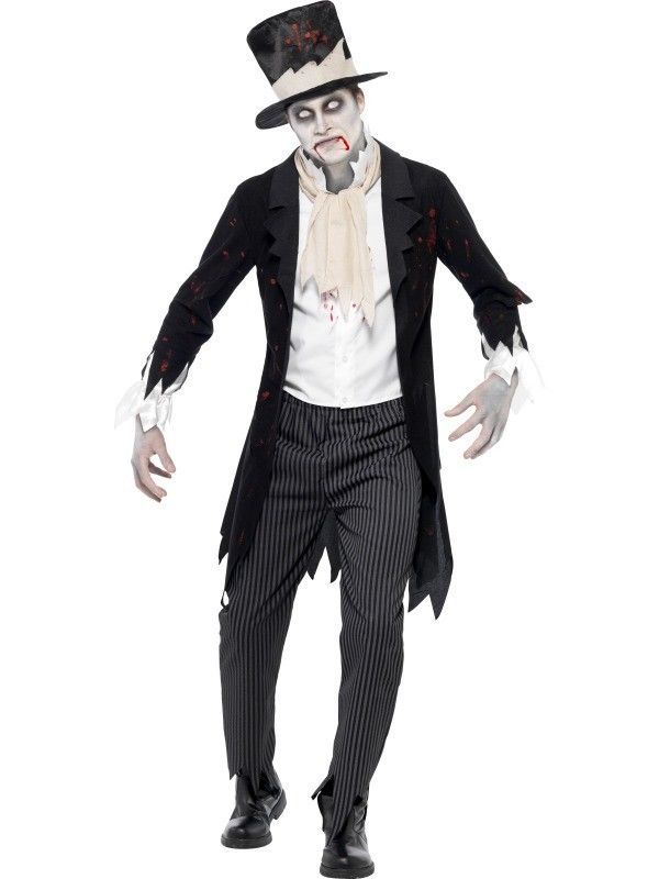 MAKE-UP Deluxe Zombie Groom Undead Mens Adult Halloween Fancy Dress COSTUME
