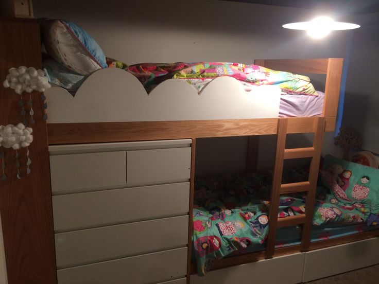 Offset Diy Bunk Bed Staggered Oak With Under Draws And Build In Chest Of Storage Cloud Tent Wooden Beds Diy Bunk Bed Tent Wooden Beds, How To Make A Bunk Bed With Storage