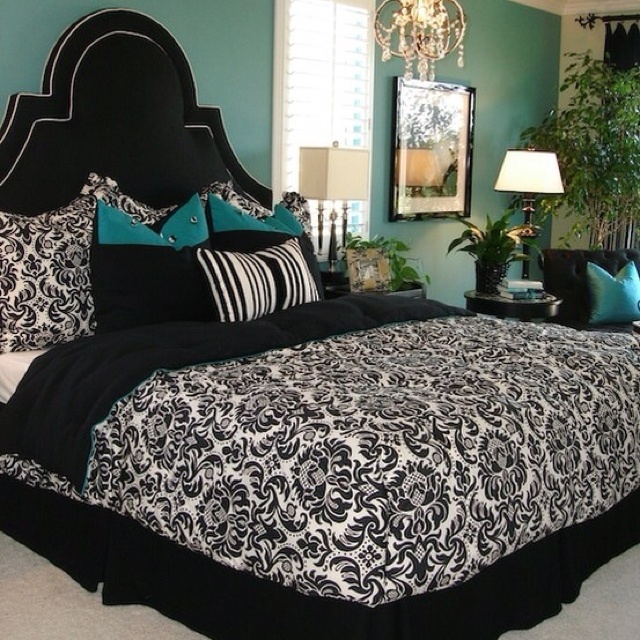 22 Best Black White And Teal Bedroom Images On Pinterest Home My Favorite Color Bedrooms Teal Black Kelly Wearstler Damazk And White A Master Bedroom That I Designed For Model Home Scheme Was