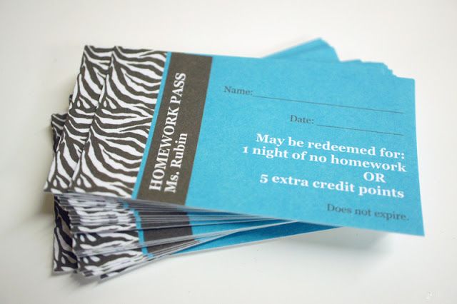 Customizable homework pass