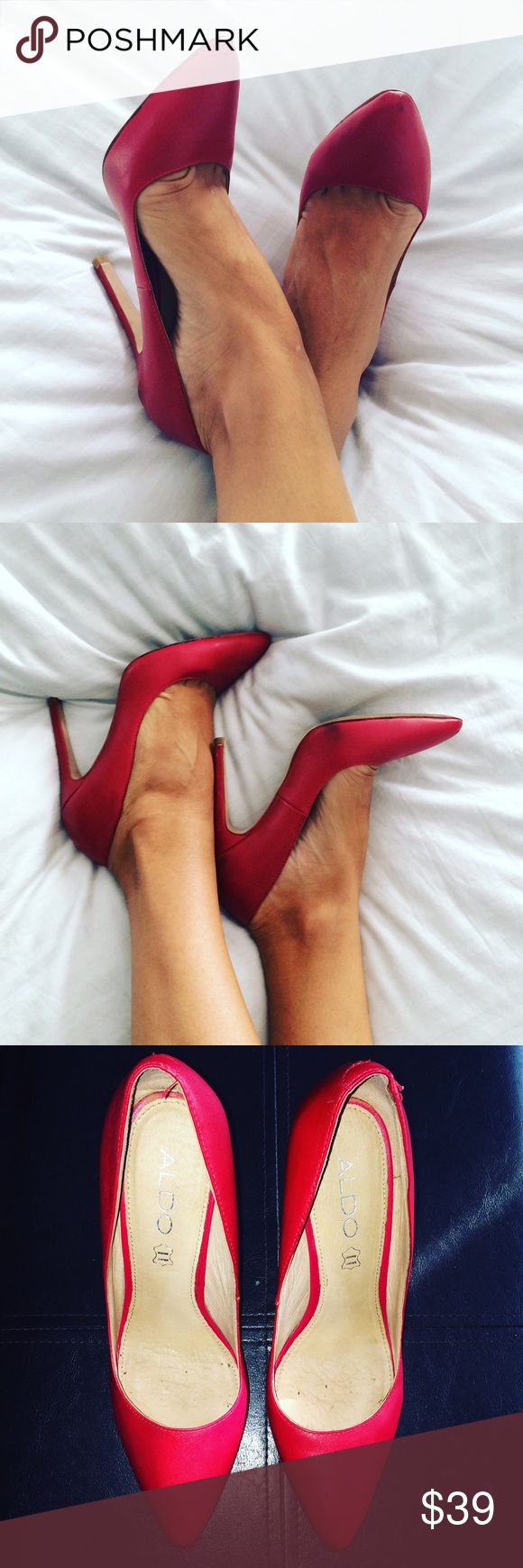 Aldo genuine leather red shoes | Red shoes, Leather, Genuine leather