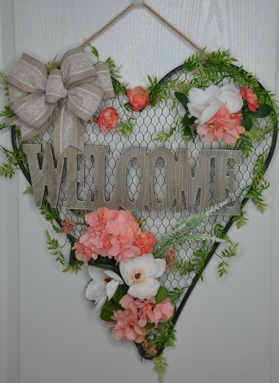 En Wire Heart Wreath Welcome En Wire Heart Wreath Welcome
