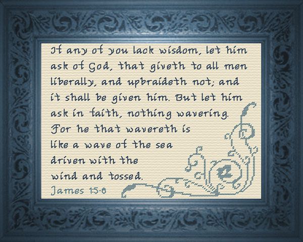 ask in faith james 1 5 6 cross stitch design cross wave designs