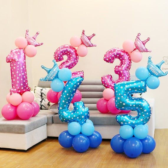 Digit Number 32 Balloons Foil Helium Birthday inch Pink/&Blue Decor Party Ballons