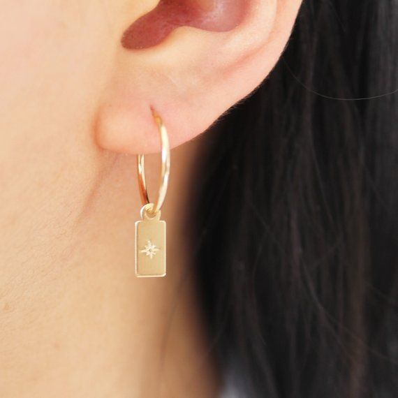 Gold Filled 16mm Hoop Earrings with Star Charms