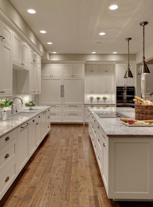 Modern Kitchen Ideas White Shaker Style Cabinets Granite Countertops Modern Kitchen Ideas White Shaker Style Cabinets Granite Countertops Hardwood Flooring Recessed Lighting