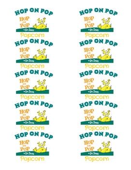 Hop on pop popcorn labels