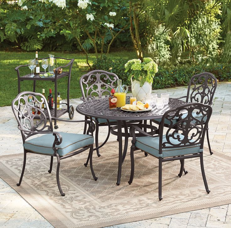 Madrid 5 Piece Cast Back Dining Set Furniture Outdoor Sets Backyard Decor Outdoor Furniture Sets, Madrid Collection Outdoor Furniture