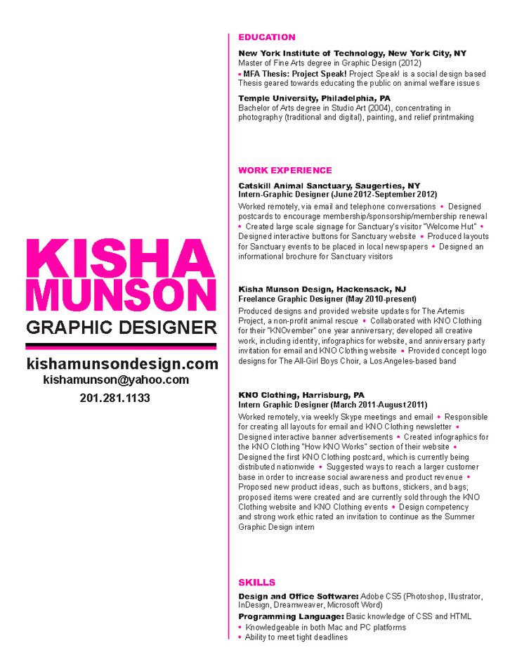 layouts of resumes