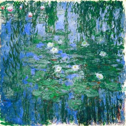 Claude Monet: Blue Water Lilies. Art Print, Canvas on